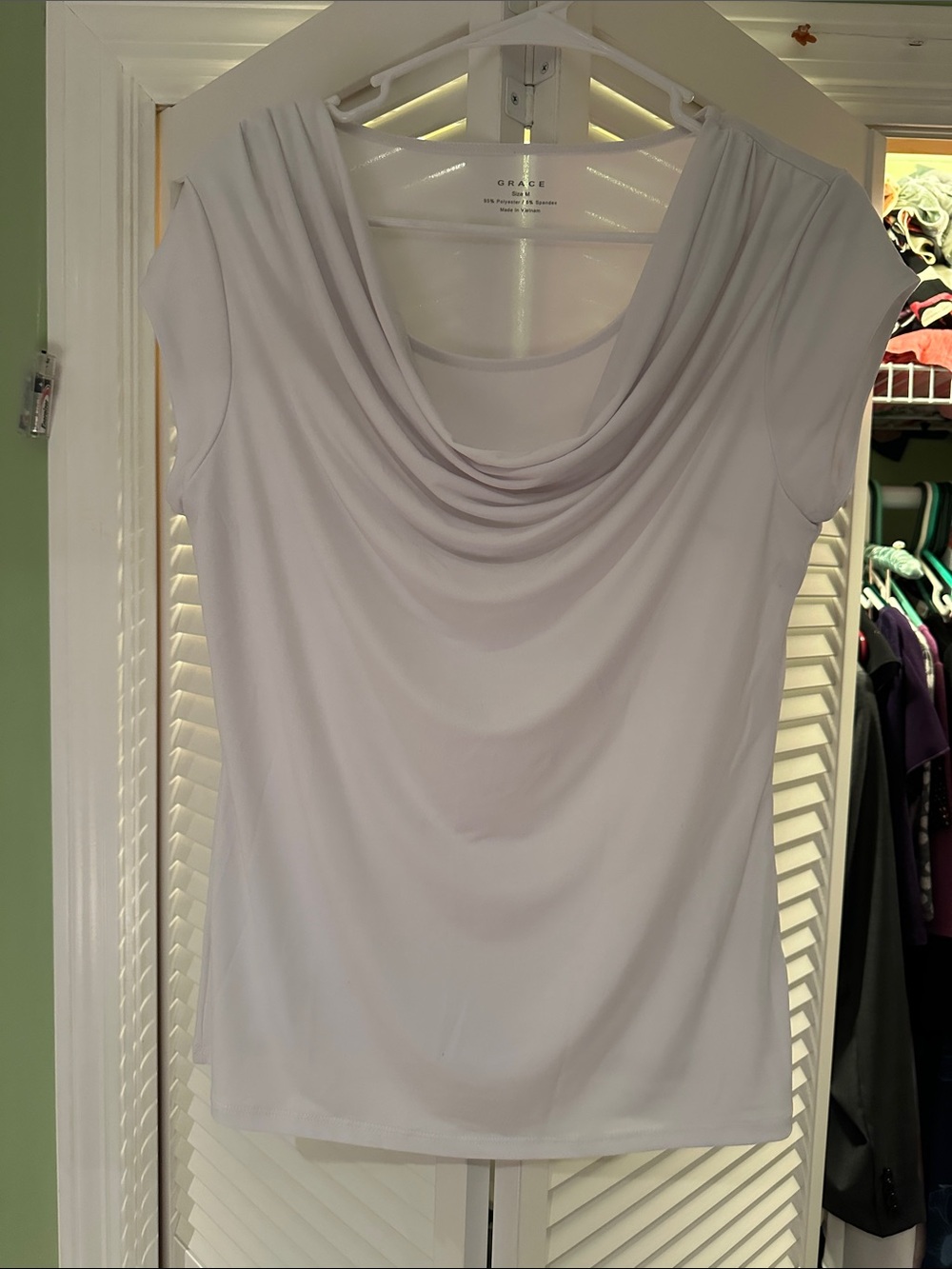Grace Elements White Cowl Neck Cap Sleeve Top
